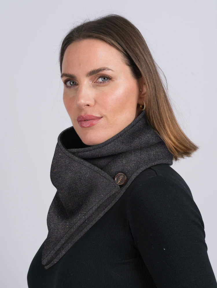 Luxurious Wool Tweed Snood - Brown Hopsack