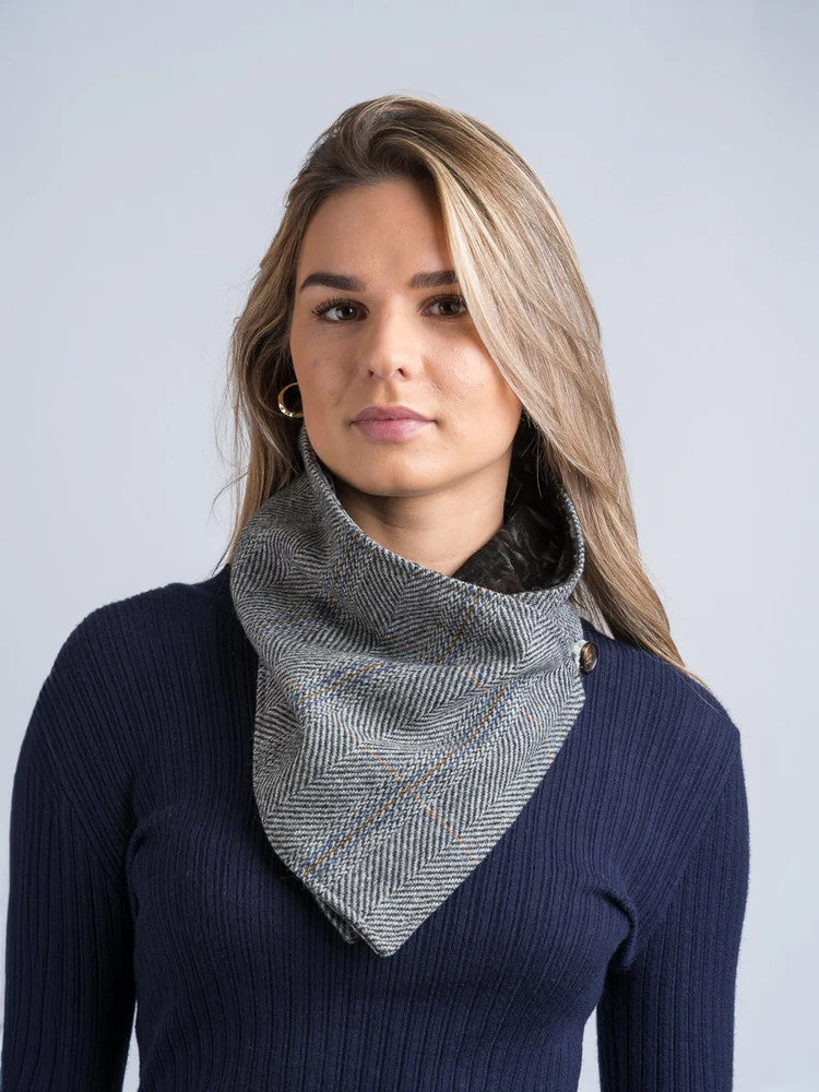 Luxurious Wool Tweed Snood - Hunting Grey