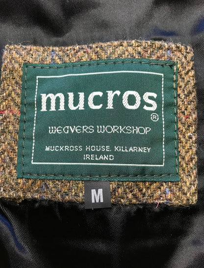Irish Tweed Herringbone Waistcoat - Brown &amp; Blue/Red Check - label