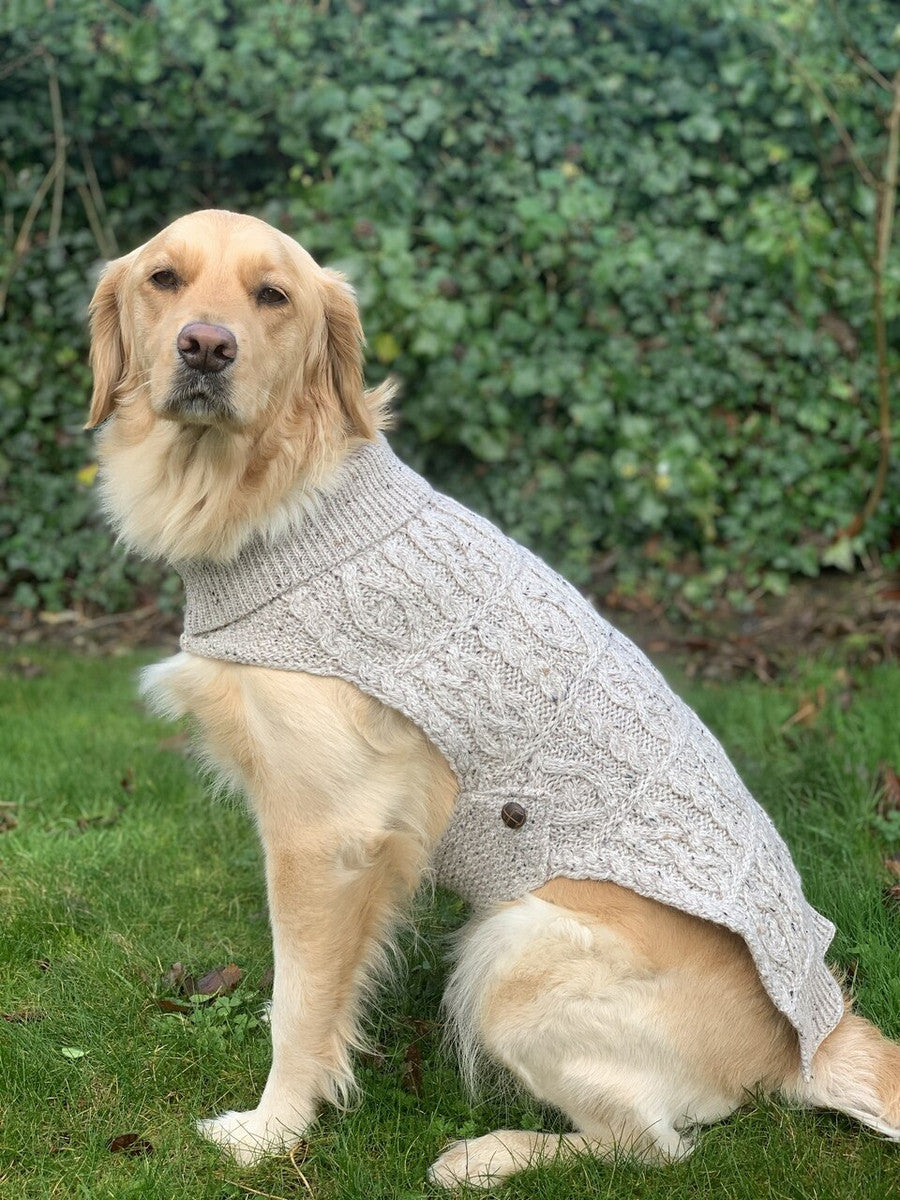 Aran Dog Coat - Oatmeal Aran Sweater Market Label 