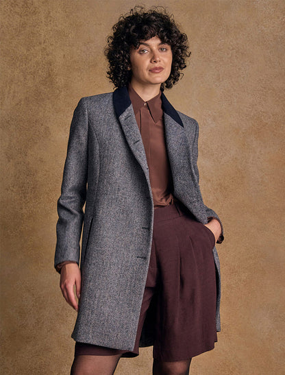 Robin Tweed Coat - Denim Herringbone 