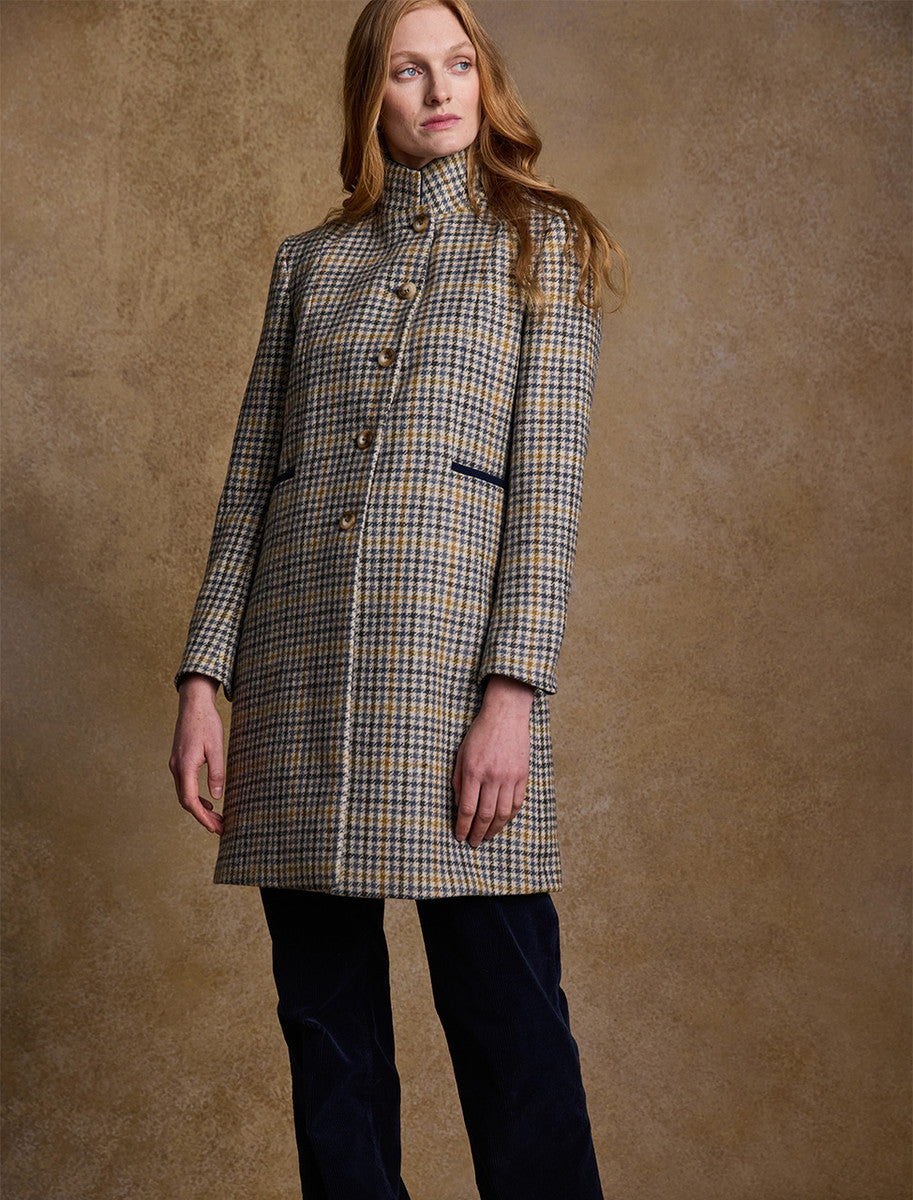 Isabella Tweed Coat - Saffron Cobalt Blue 