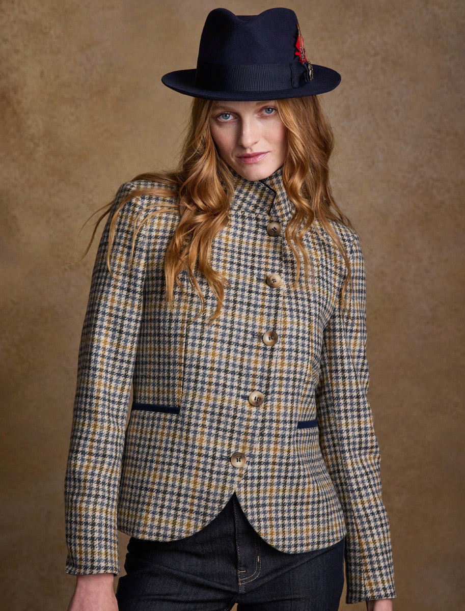 Sasha Tweed Blazer - Saffron Cobalt Blue 