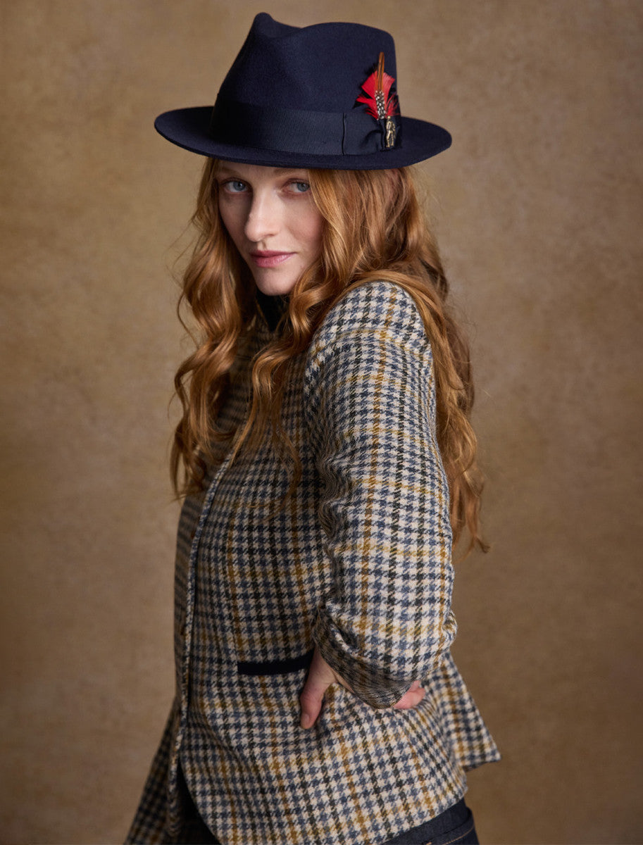Sasha Tweed Blazer - Saffron Cobalt Blue 