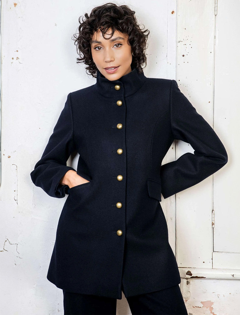 Lynn Tweed Coat - Navy Melton 