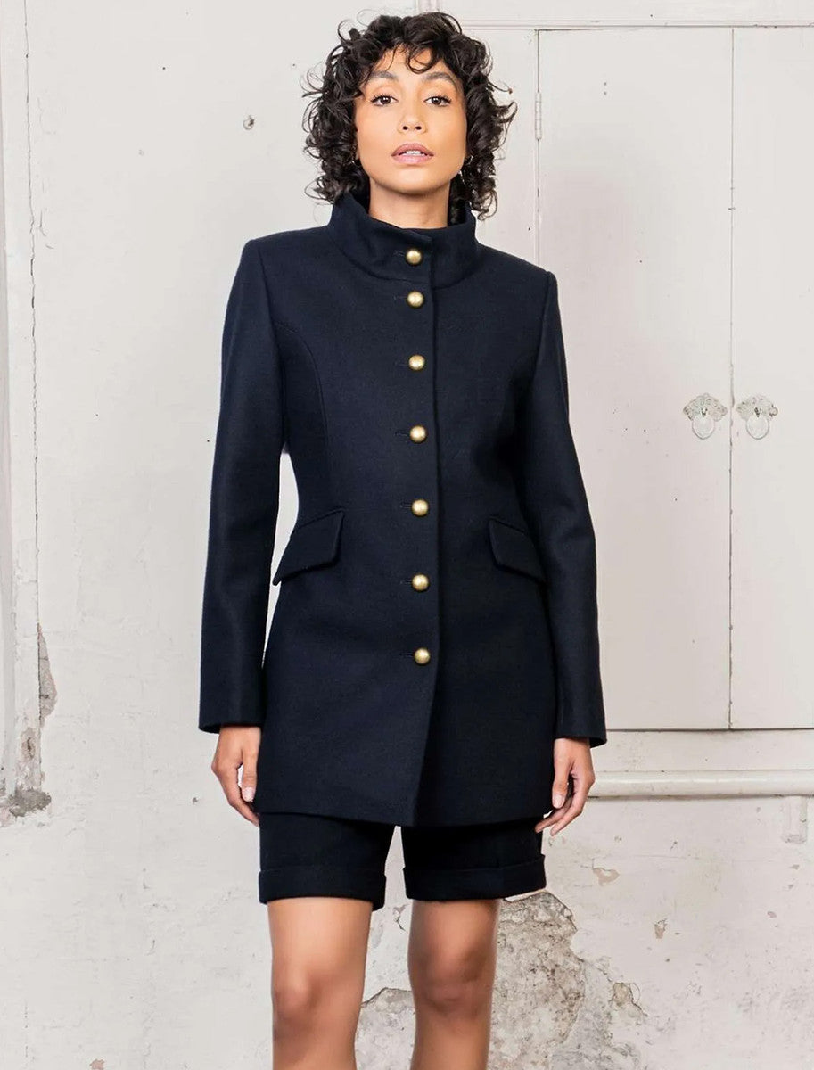 Lynn Tweed Coat - Navy Melton 