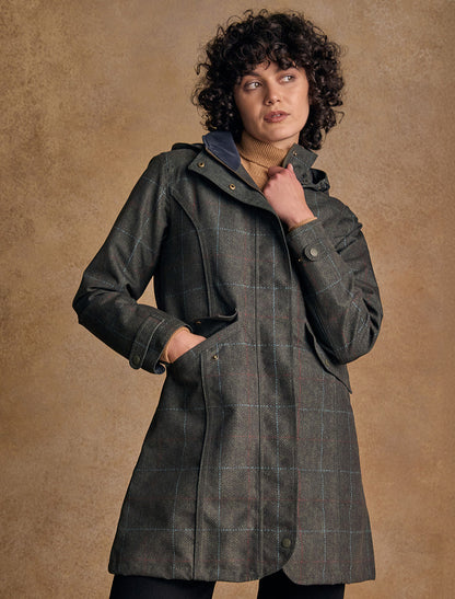 Sophia Waterproof Coat - Green Windowpane 