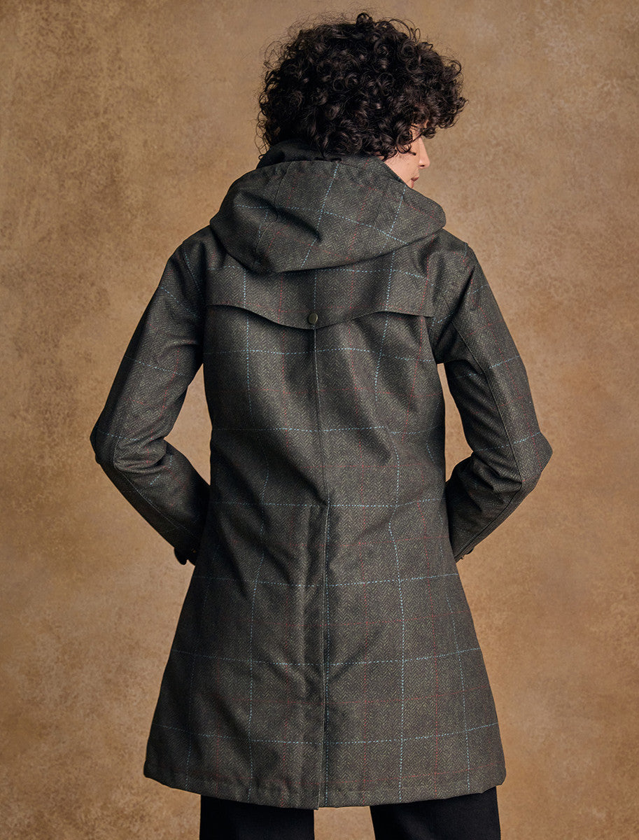 Sophia Waterproof Coat - Green Windowpane 