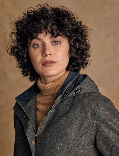 Sophia Waterproof Coat - Green Windowpane 