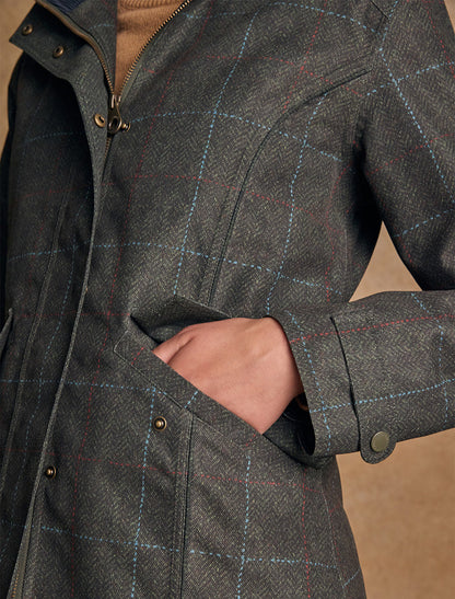 Sophia Waterproof Coat - Green Windowpane 