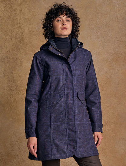 Sophia Waterproof Coat - Navy Windowpane 