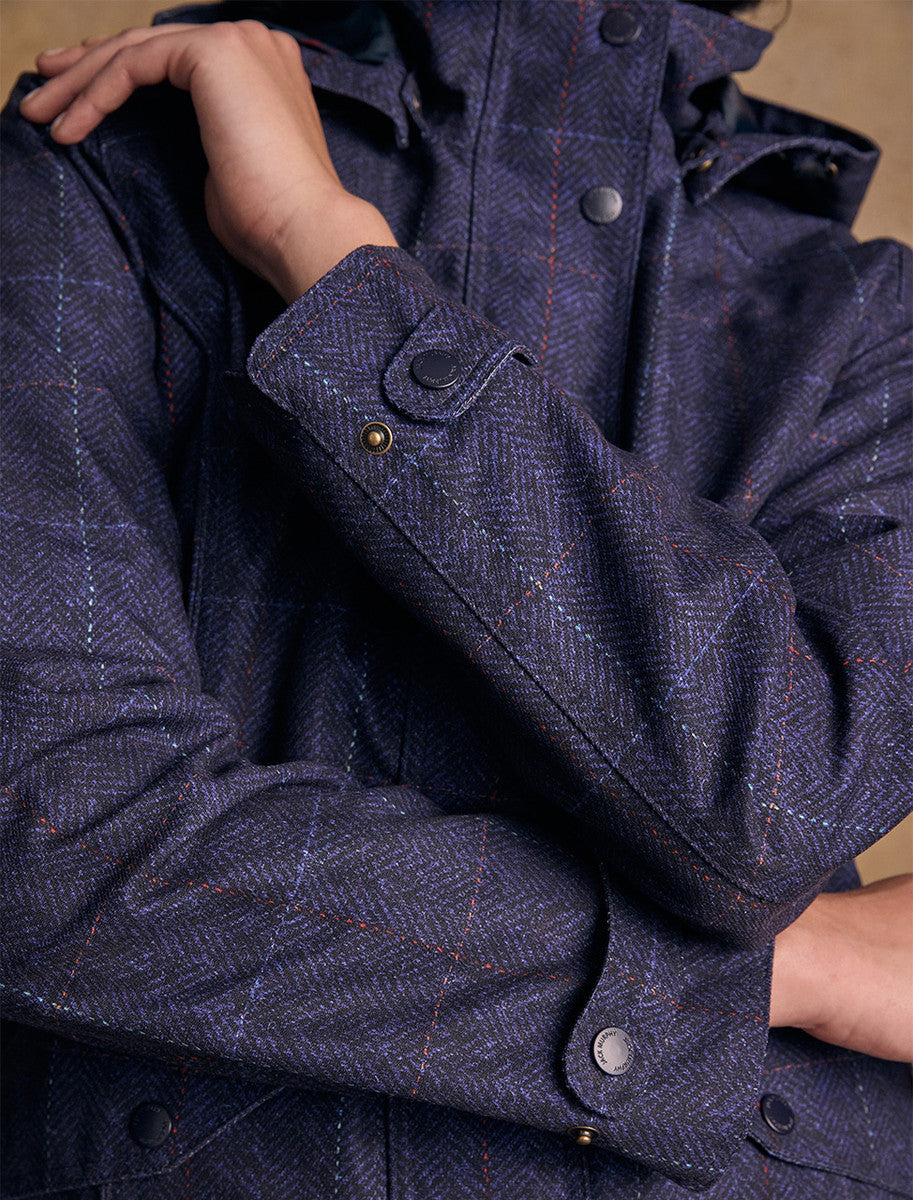 Sophia Waterproof Coat - Navy Windowpane 