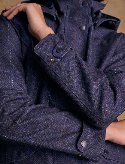 Sophia Waterproof Coat - Navy Windowpane 