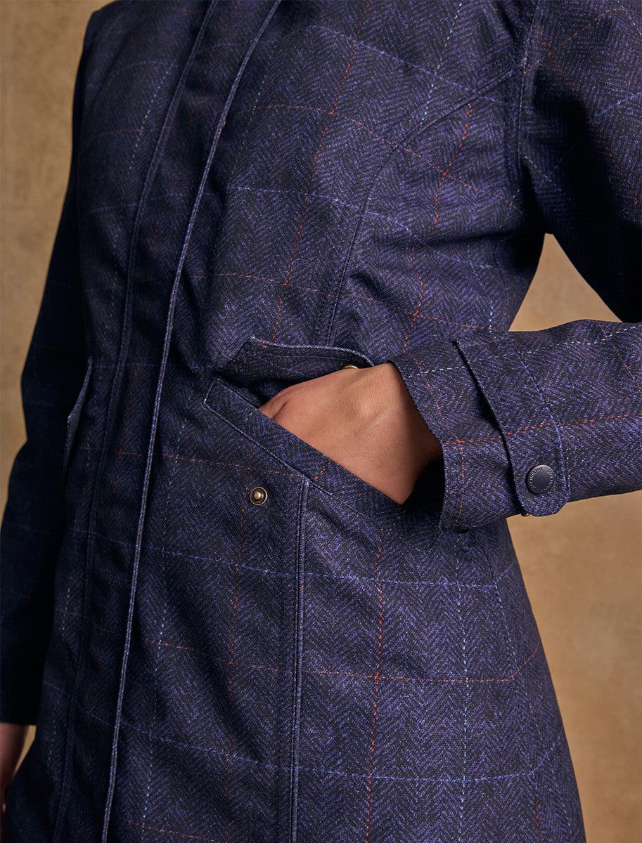 Sophia Waterproof Coat - Navy Windowpane 