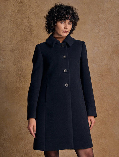 Aimee Tweed Coat - Navy Melton 