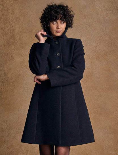 Aimee Tweed Coat - Navy Melton 