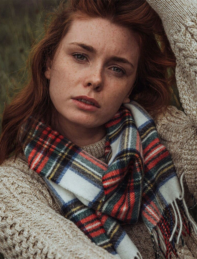 Fine Merino Scarf - Sky, Navy and Grey