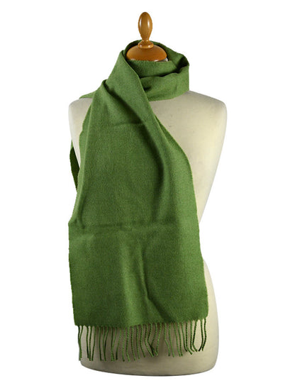 Narrow Lambswool Checked Scarf - Apple Green 
