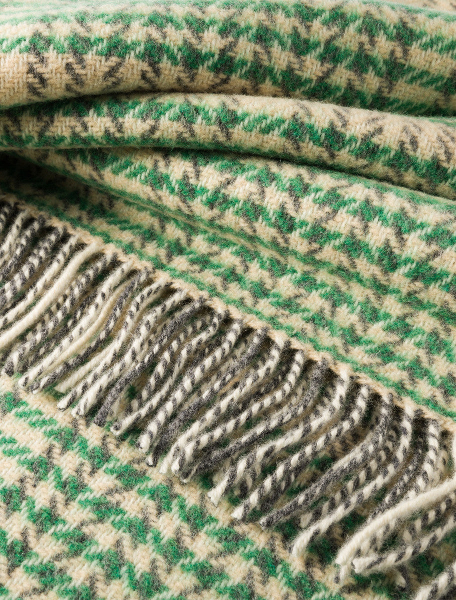 Cashmere Wool Throw - Green &amp; Cream
