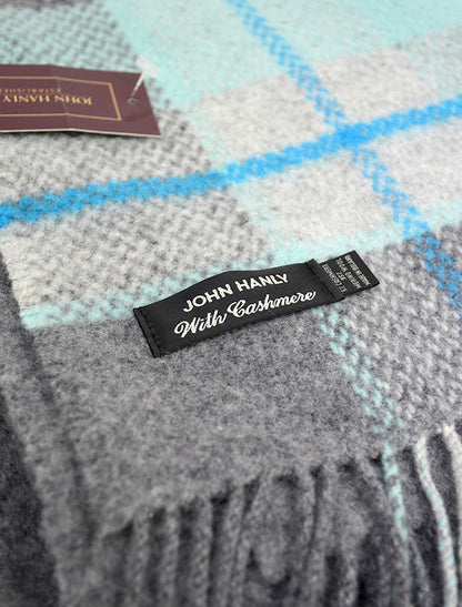 Wool and Cashmere Throw - Silver Teal Stripe 