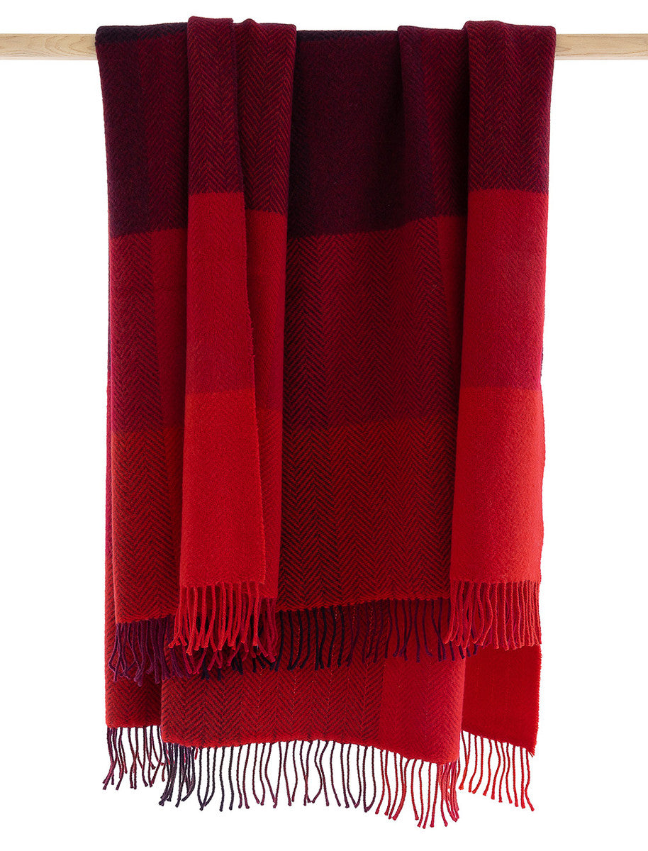Luxury Cashmere Wool Throw - Red Wine &amp; Burgundy