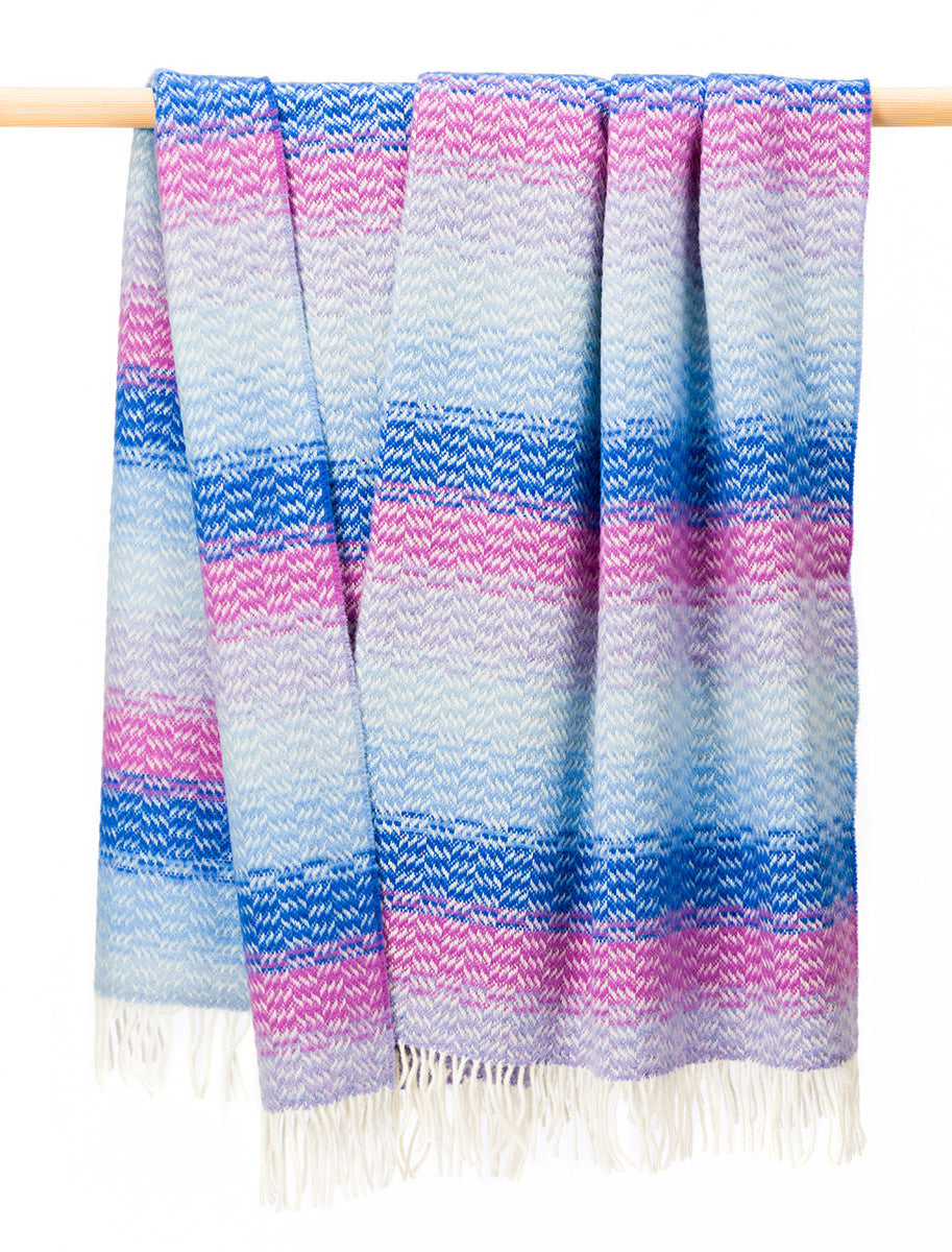 Cashmere Wool Throw - Blue Lavender Purple