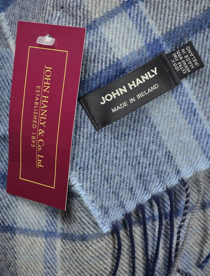 Fine Merino Plaid Scarf - Denim Grey 