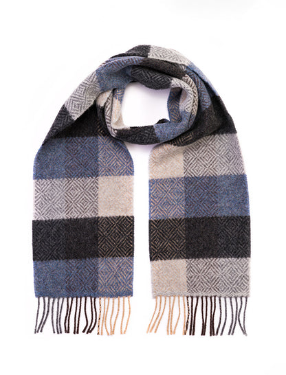 Wool &amp; Cashmere Scarf - Silver Denim &amp; Charcoal 