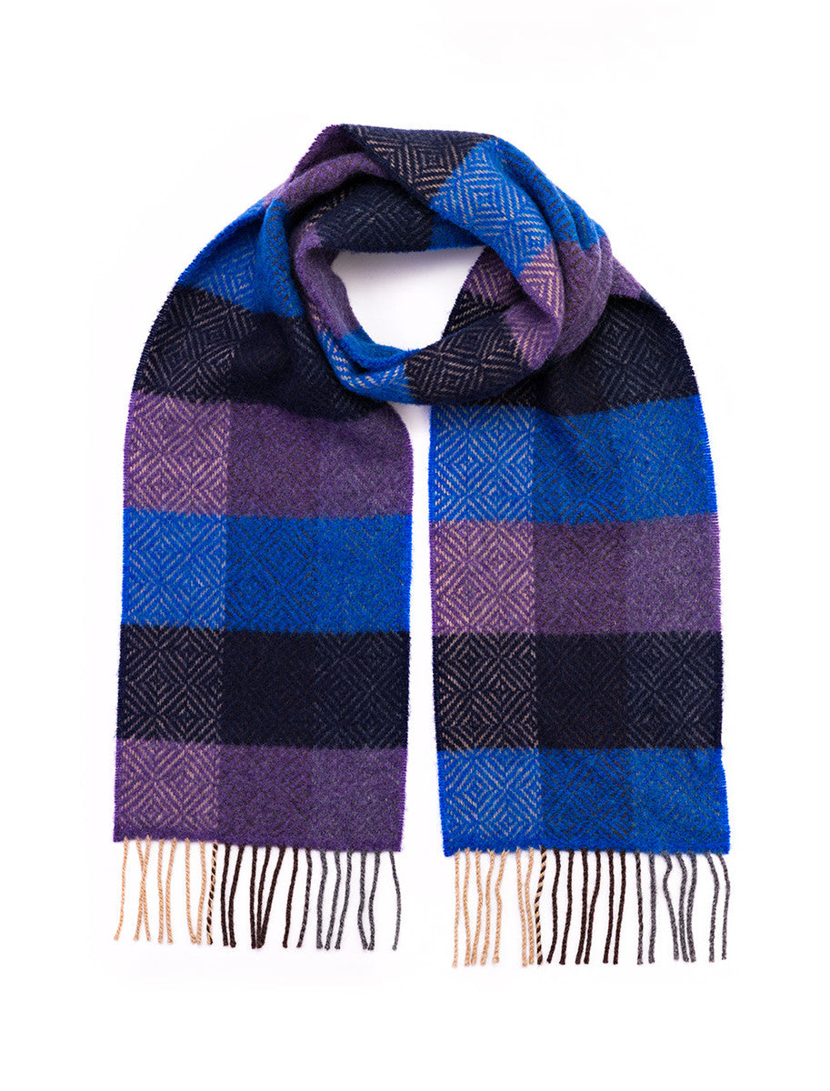 Wool &amp; Cashmere Scarf - Navy &amp; Purple 