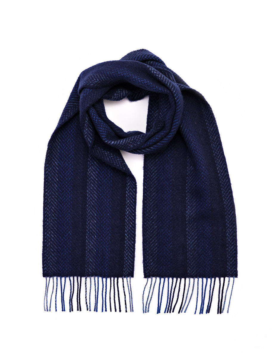 Wool &amp; Cashmere Scarf - Navy Denim &amp; Blue 
