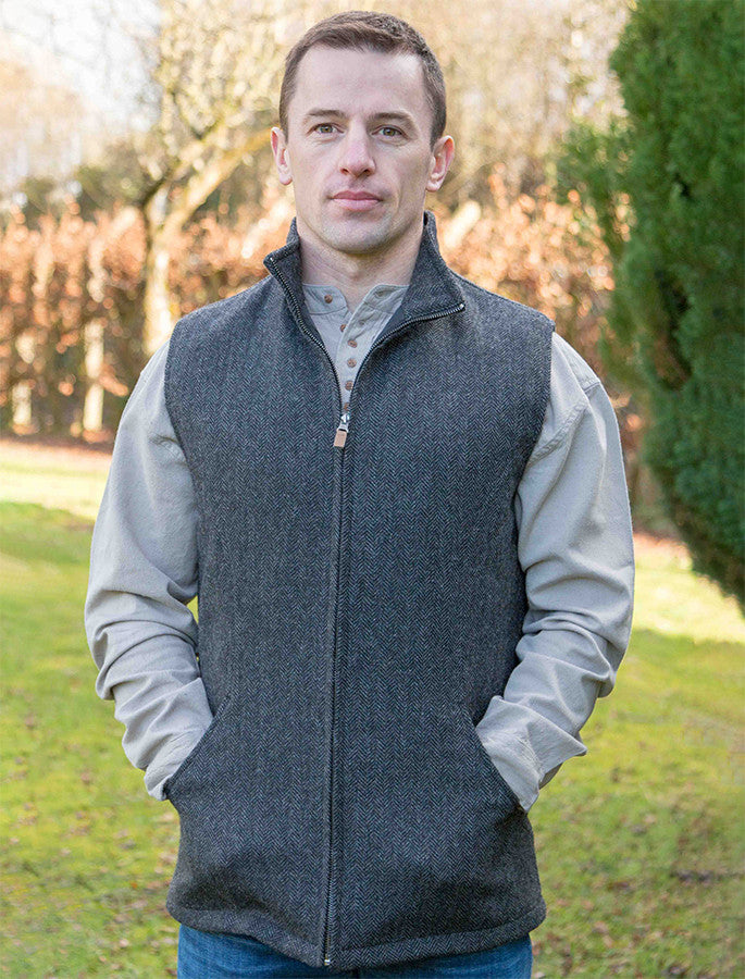 James Wool Tweed Bodywarmer - Grey 