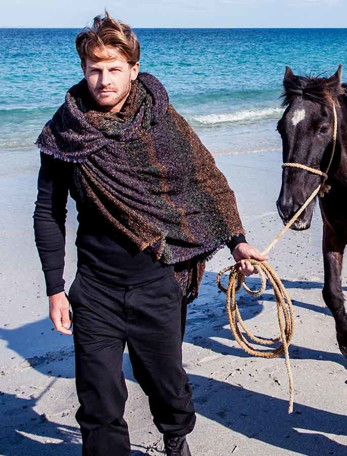 Lambswool Celtic Ruana Wrap - Turf 