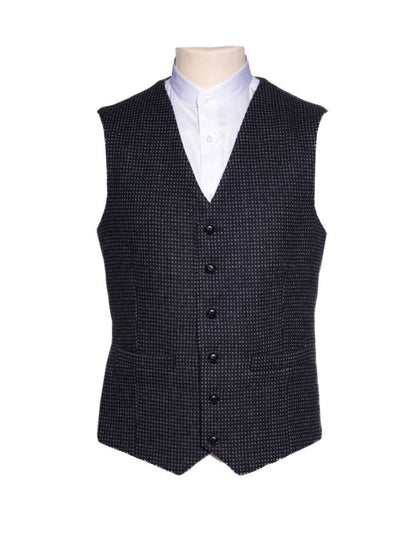 Black and Grey Night Check Tweed Waistcoat