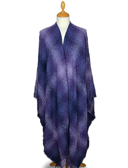 Lambswool Celtic Ruana Wrap - Purple Checks