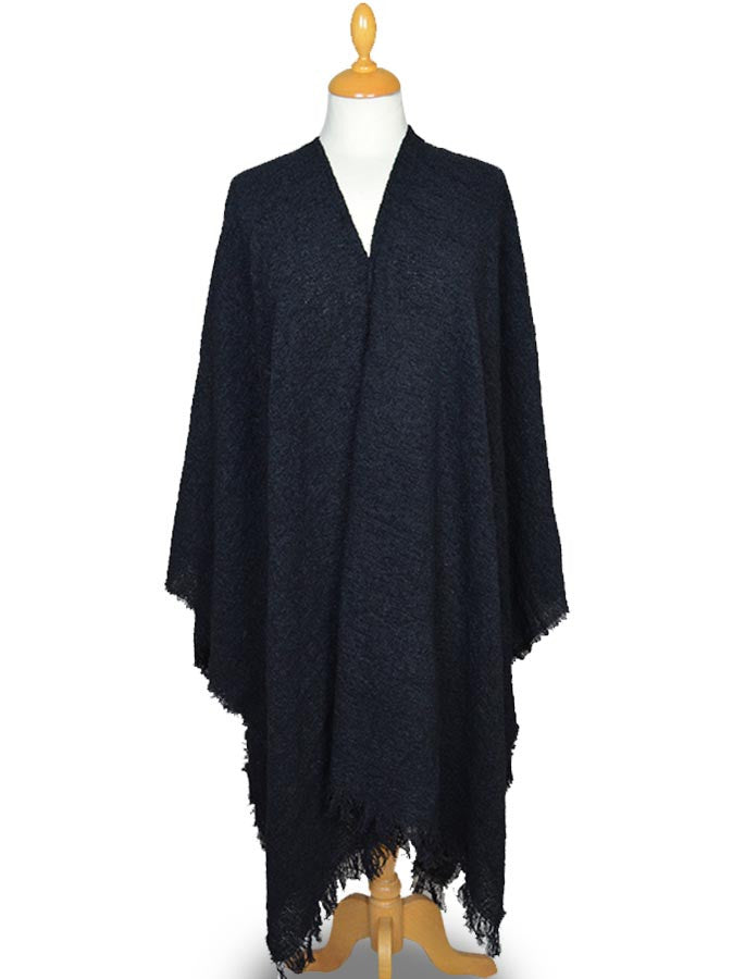 Lambswool Celtic Ruana Wrap - Black