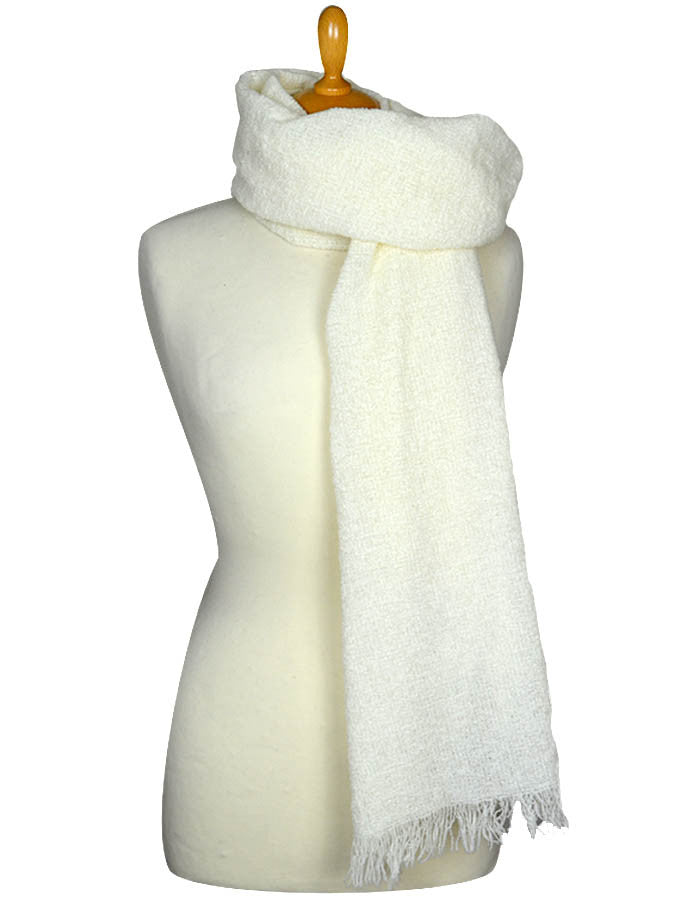 Fine Lambswool Celtic Stole - White