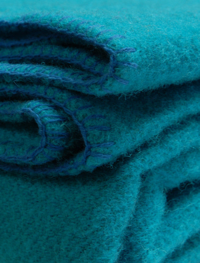 Killarney Irish Wool Blanket - Stunning Teal