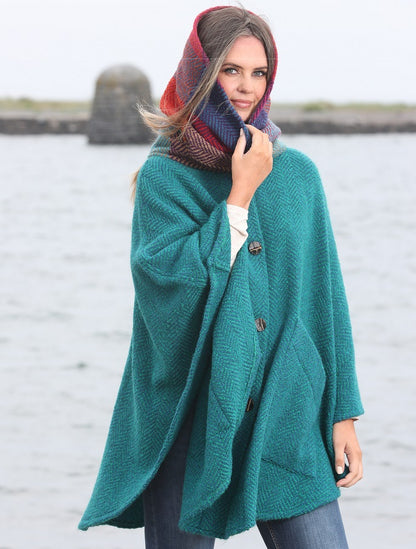 Tina Hooded Swing Cape - Killybegs Jade 