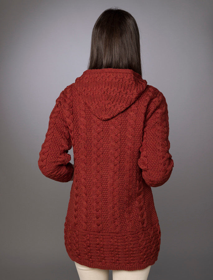 Hooded Coatigan with Celtic Knot Zipper Pull - Sienna  