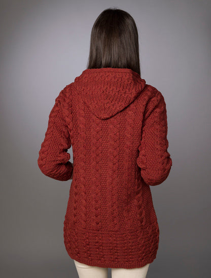 Hooded Coatigan with Celtic Knot Zipper Pull - Sienna  