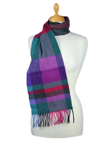 Narrow Lambswool Plaid Scarf 