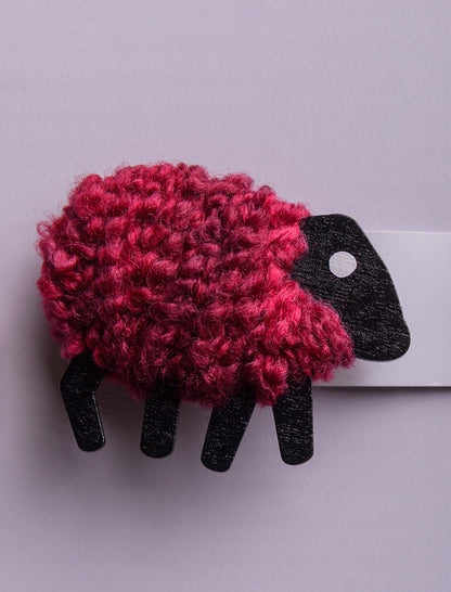 Irish Wool Sheep Fridge Magnet - Maroon