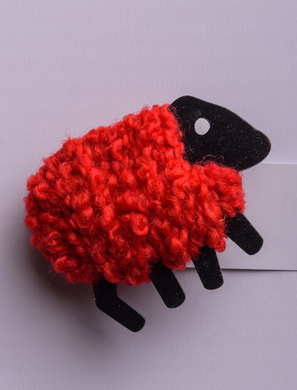 Irish Wool Sheep Fridge Magnet - Red