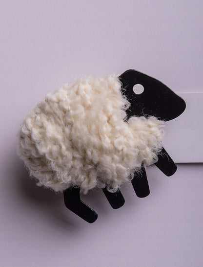 Irish Wool Sheep Fridge Magnet - White