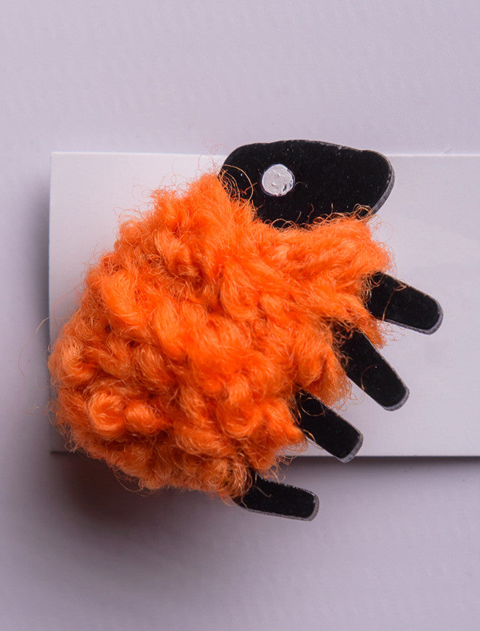 Irish Wool Sheep Brooch - Orange