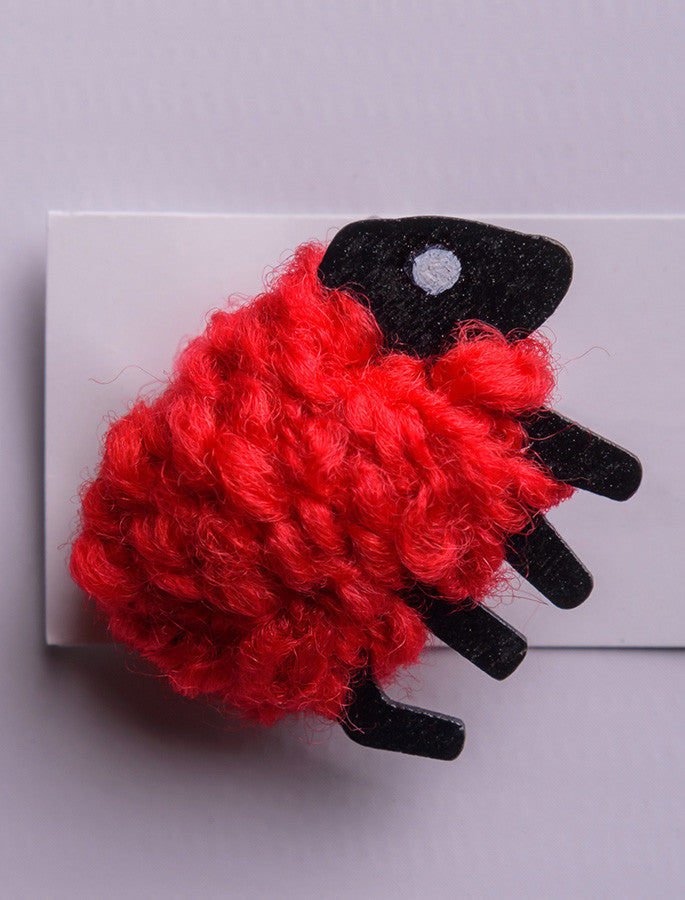 Irish Wool Sheep Brooch - Red