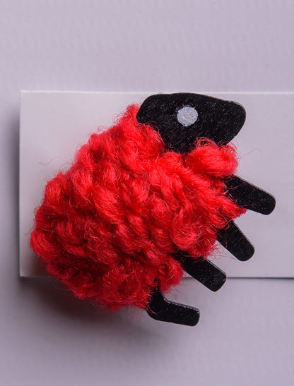 Irish Wool Sheep Brooch - Red