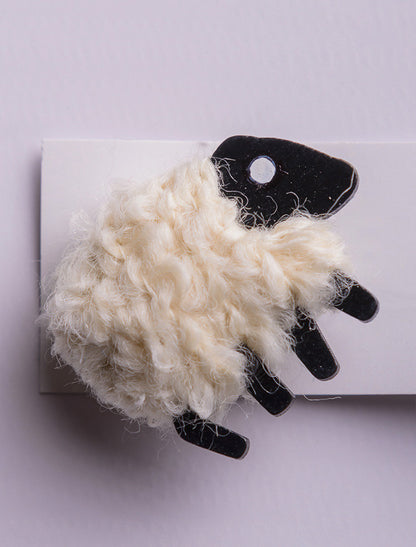 Irish Wool Sheep Brooch - White