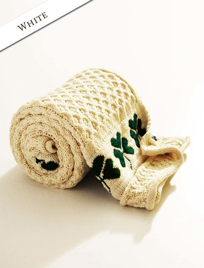 Large Merino Shamrock Throw - White 