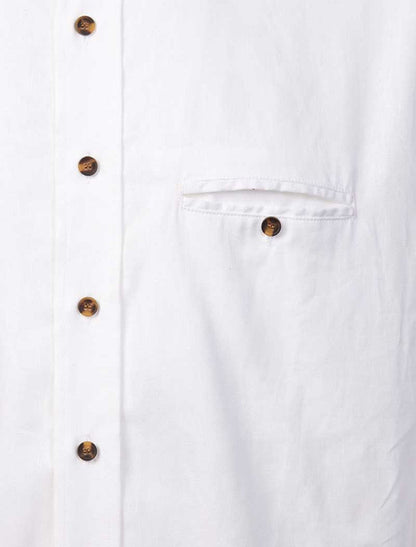 Irish Linen Grandfather Shirt - Bleach White